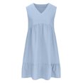 thumbnail image 4 of Yuyuzo Robes d'Été pour Femmes Sans Manches à Col en V Mini Robe T-Shirt Plissée à Volants Fluide Plage Vacances Robes d'Été, 4 of 6