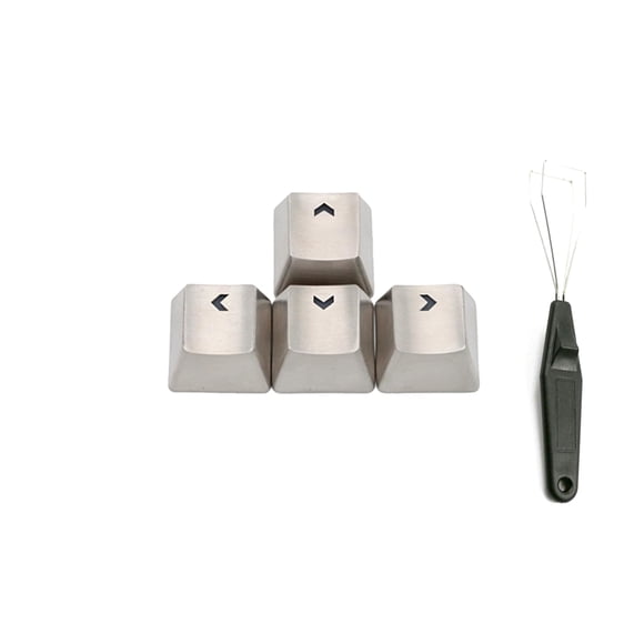 4 Keys Arrow Keycaps Zinc Alloy Metal Backlit Keycap OEM Profile for Cherry MX Mechanical Keyboard Switches DIY Replacement (Silver)