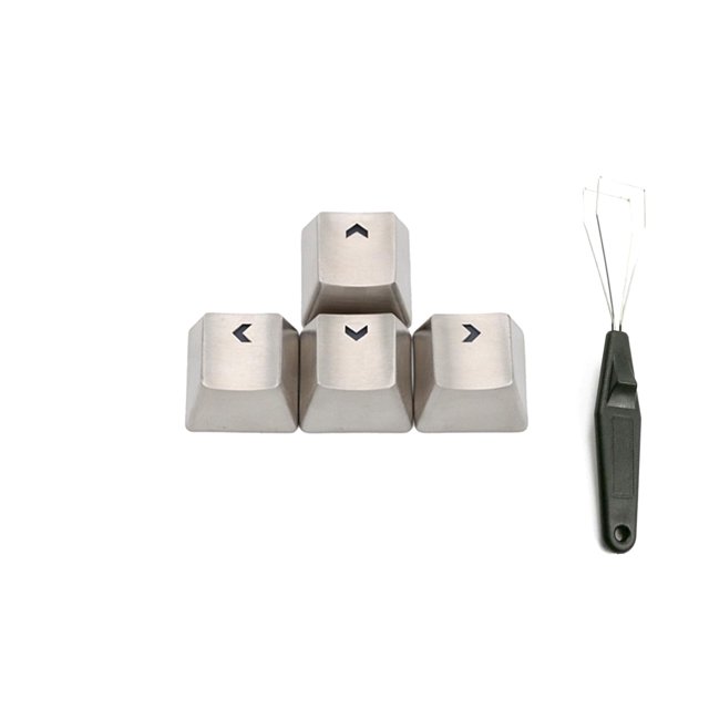 4 Keys Arrow Keycaps Zinc Alloy Metal Backlit Keycap OEM Profile for Cherry MX Mechanical Keyboard Switches DIY Replacement (Silver)