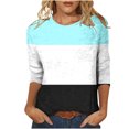 thumbnail image 1 of CEHVOM T-shirt Mode Imprimé pour Femmes Manches 3/4 Blouse Col Rond Hauts Décontractés Liquidation, 1 of 5