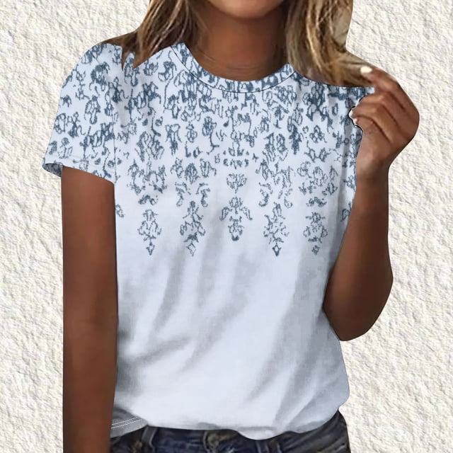 Soki Graphic Printed Tee Short Sleeved Round Neck Tops for Women
