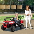 thumbnail image 4 of Gymax Camion-Benne UTV 12 V à 2 Places à Chevaucher avec Télécommande, Benne Électrique et Pelle, Rouge, 4 of 10