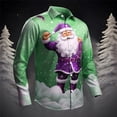 thumbnail image 2 of Kcodviy Mens Christmas Santa Digital Button Down Dragon Shirt 3D Printed Button Lapel Button Down Long Sleeve Shirt Top, 2 of 4