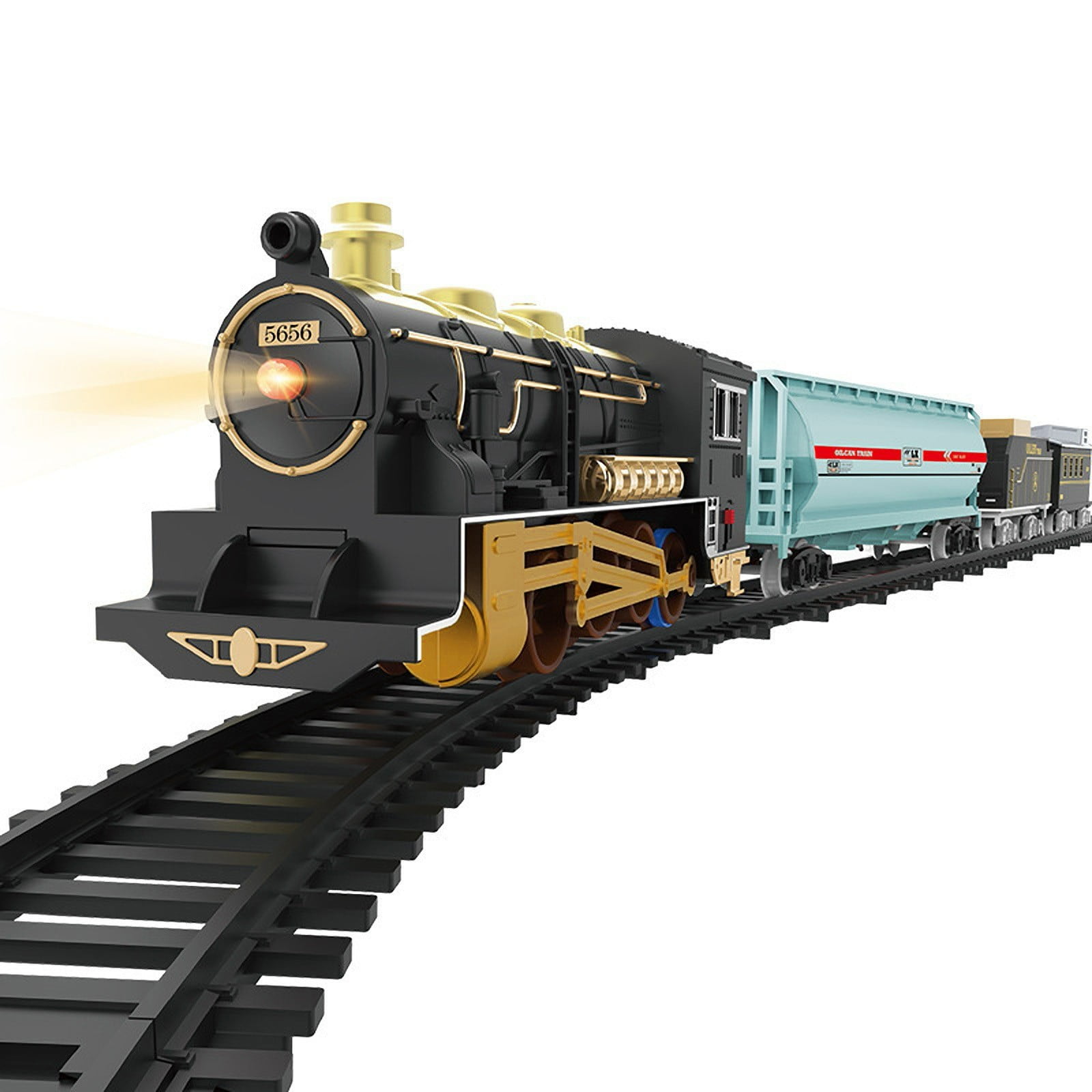 Set De Train électrique Avec Sons Et Lumières – 4 Véhicules, Rails, Arbres – Cadeau Parfait Pour Garçons Et Filles Dès 3 Ans !