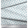 thumbnail image 2 of Soimoi Blue Georgette Viscose Fabric Pecan Leaves Printed Craft Fabric by the Yard 42 Inch Wide, 2 of 3