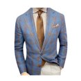 thumbnail image 1 of Faithtur Men's Blazer Plaid/Plain Color Lapel Long Sleeve Button Suit Coat, 1 of 8