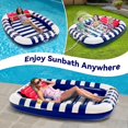 thumbnail image 3 of FANNGYX Inflatable Pool Lounger, 80" x 66" Large Floating Tanning Raft with Pillow, Water Spray Mat Included, Durable Outdoor Float for Adults, Blue LG618-208, 3 of 7