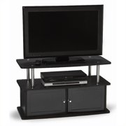 Pemberly Row 36" TV Stand in Black with 2 Cabinets