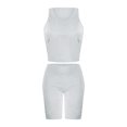 thumbnail image 5 of Ensembles Deux Pièces pour Femmes Tenues Deux Pièces Été Sans Manches Col Rond Hauts Shorts Pantalons Ensemble Femmes Ensembles 2 Pcs Tenues Été en Liquidation, 5 of 5