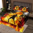 thumbnail image 2 of Erosebridal Basketball Player Silhouette Coverlet Set Twin, Fire Flame Print Bedding Set, 2pcs, 2 of 5