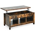 thumbnail image 1 of Giantex Lift Top Coffee Table, with Hidden Storage Compartment & 3 Open Shelves, Rectangular Cocktail Tea Table w/Solid Wood Legs for Living Room Reception Room, Coffee, 1 of 8