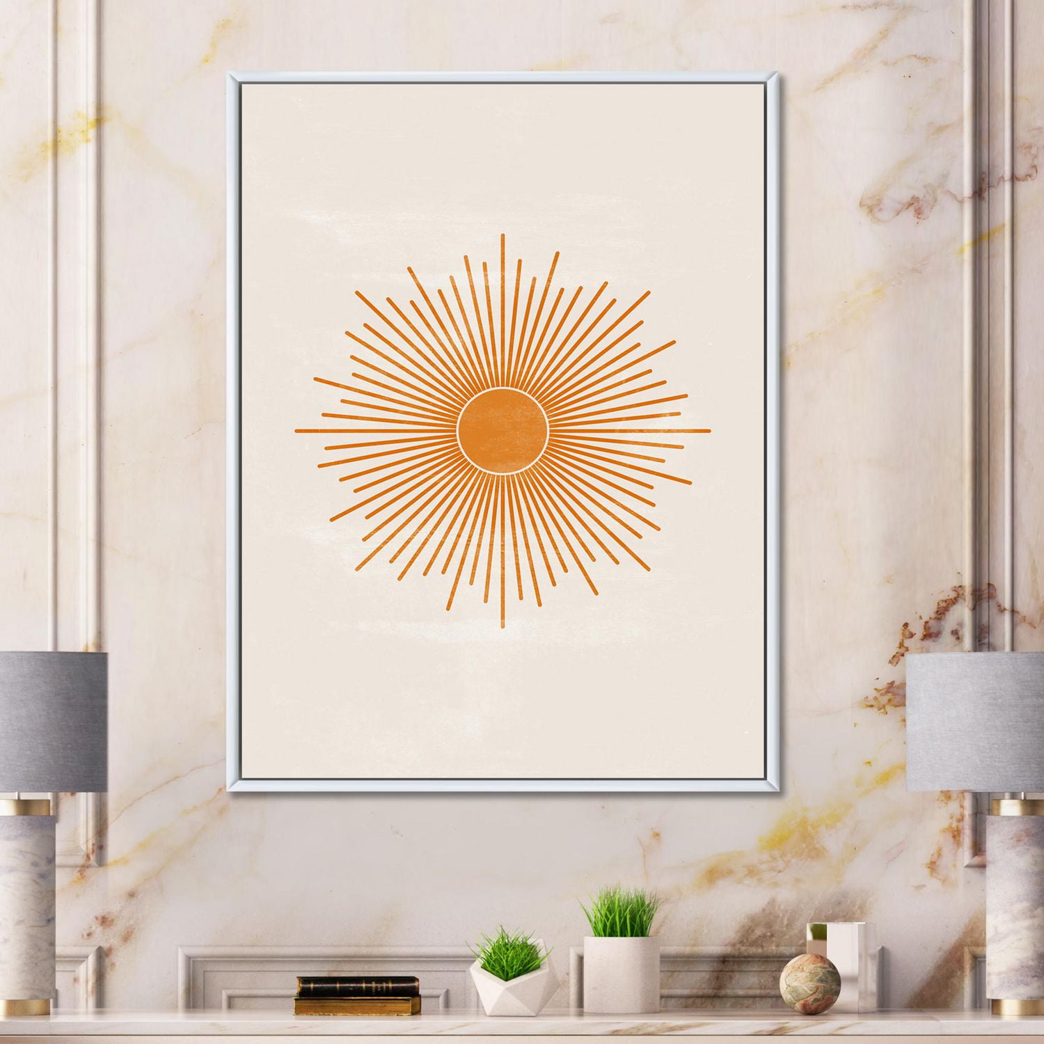 Designart Imprimé soleil orange II ART MURAL À CADRE FLOTT