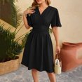 thumbnail image 2 of QIPOPIQ Spring Summer Dress for Women Casual Ruffle Short Sleeve Wrap V-Neck Dress with Pockets Clearance, 2 of 4