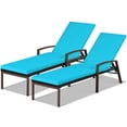 thumbnail image 2 of Costway 2PCS Patio Rattan Lounge Chair Chaise Recliner Back Adjustable Cushion Turquoise, 2 of 10