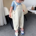 thumbnail image 2 of Toddler Girls 3-14Years Jumpsuit & Rompers Big Kid Bib Overalls Denim Pants Khaki, 2 of 9