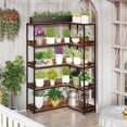 thumbnail image 4 of Costway Corner Bookshelf 5-Tier L-Shaped Bookcase 71" Tall Etagere Bookshelf with Metal Frame Brown, 4 of 10