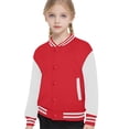 thumbnail image 2 of Girls Coats And Jackets Child Autumn Spring Long Sleeved Color Block Baseball Red Girls' Fall Tops, Tees & Blouses ,5-6 Years, 2 of 4
