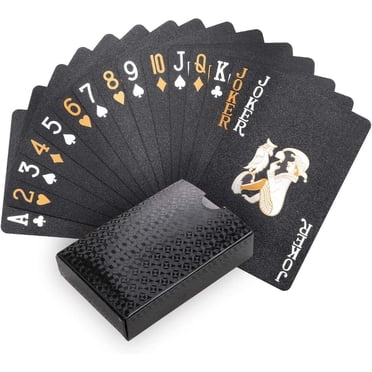 YOPTOP Deck of Cards Waterproof Black Playing Cards Poker Cards Plastic Playing Cards Gilding Black Playing Cards Black Gilding Waterproof Playing Cards