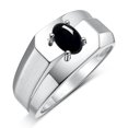 thumbnail image 4 of RYLOS Men's Rings 14K White Gold Ring Classic Solitaire 7X5MM Oval Shape Gemstone Designer Band Cabochon Onyx October Birthstone Rings For Men Size 8, 4 of 5