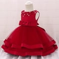 thumbnail image 4 of Robes pour Tout-Petites Fille Robe Formelle pour Filles Robes Bordeaux pour Filles Robe de Concours Robes pour Filles Taille 12-18 Mois, 4 of 9