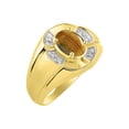 thumbnail image 4 of RYLOS 14K Yellow Gold Ring 8X6MM Oval Gemstone & Diamond Unisex Rings Tiger Eye November Birthstone Ring Size 11, 4 of 7