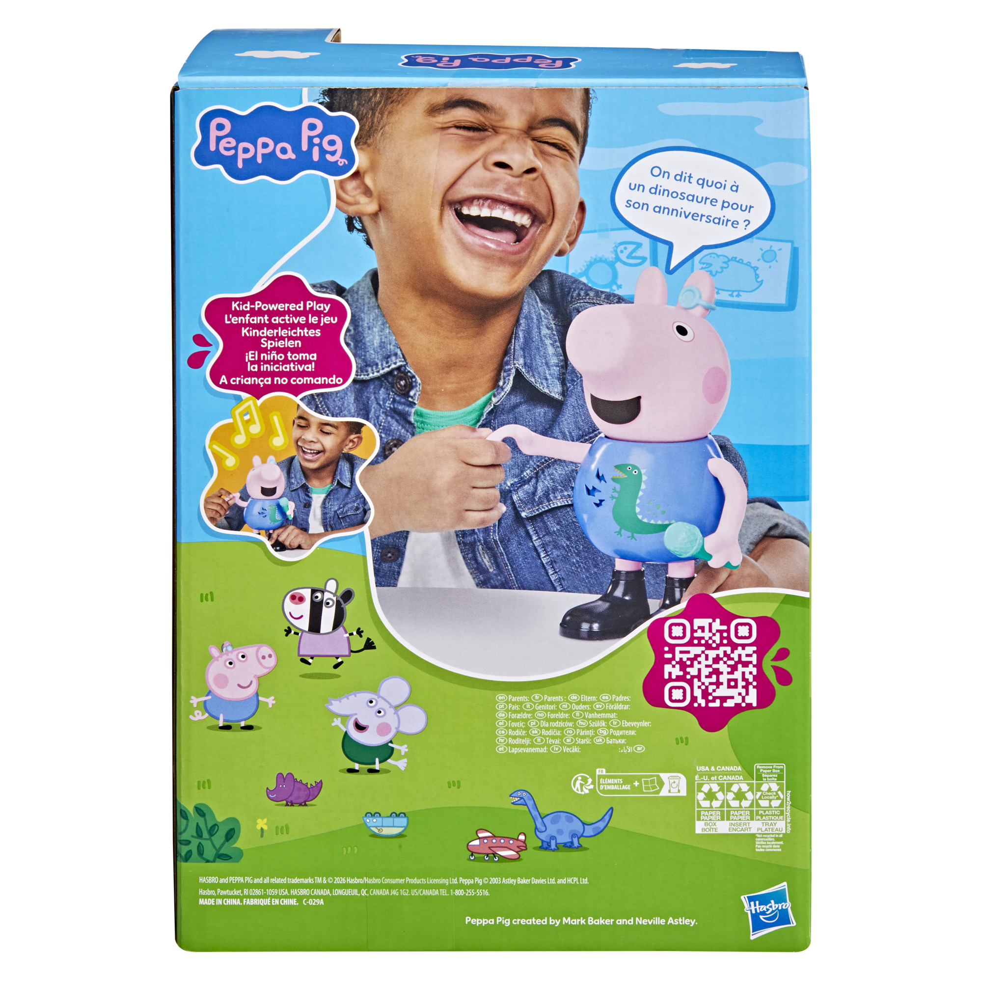 Jouets Peppa Pig Figurine George qui chante et fait des blagues, jouets musicaux préscolaires pour garçons et filles, 3 ans et plus - Version française