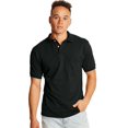 thumbnail image 1 of Hanes Mens CottonBlend EcoSmart Jersey Polo With Pocket 2-Pack, S, Black, 1 of 7