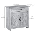 thumbnail image 3 of HOMCOM Buffet de Style Ferme, Armoire Buffet avec Porte de Grange, Grain Gris, 3 of 10