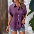 thumbnail image 1 of TINZ Chemise à Manches Chauve-Souris Boutonnée Unie à la Mode et Décontractée pour Dames, Manches Courtes, Automne, pour Femmes, Tunique de Baseball à Manches Longues pour Femmes, 1 of 4
