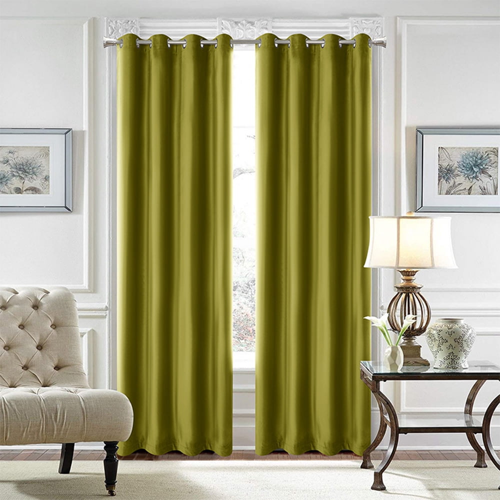Innerwin Rideaux Protection UV Occultants Écoénergétiques de Luxe à Oeillets Couleur Unie Rideaux Fenêtre Vert L:42"Xh:96 Pouces