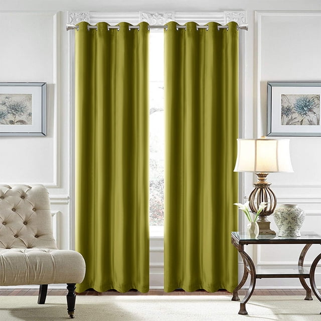 Innerwin Rideaux Protection UV Occultants Écoénergétiques de Luxe à Oeillets Couleur Unie Rideaux Fenêtre Vert L:52"Xh:63 Pouces