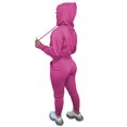 thumbnail image 4 of MAWCLOS Ladies Two Piece Outfit Drawstring Tracksuit Sets Long Sleeve Jogger Set Straight Leg Sports Hooded Neck Sweatsuits Rose Red L, 4 of 4