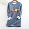 thumbnail image 1 of T-shirts Chemises pour Femmes Col Rond Poche Peluche Épaissie Chaud Manches Longues Hauts Chandail Ras du Cou Femmes en Liquidation, 1 of 4