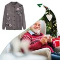 thumbnail image 3 of Thinsony Polyester Middle-Aged And Elderly Sweater Warm And Comfortable To Wear Exquisite Workmanship khaki 1Set, 3 of 6