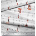 thumbnail image 3 of Soimoi White polyester Crepe Fabric Notes & Guitar Musical Instrument Printed Craft Fabric by the Yard 52 Inch Wide, 3 of 5
