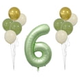 thumbnail image 2 of XYAIYT Set of Aluminum Foil Digital Balloons Holiday Birthday Party Decoration with Number Regular Balloons,Includes Ribbon Straw for Customizable Party Arrangements Celebrations,Green, 2 of 7