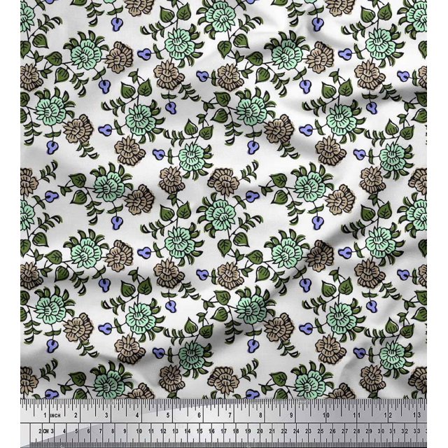 Soimoi Feuilles de Voile de Coton & Tissu Imprimé Floral 1 Yard 56 Inch Wide