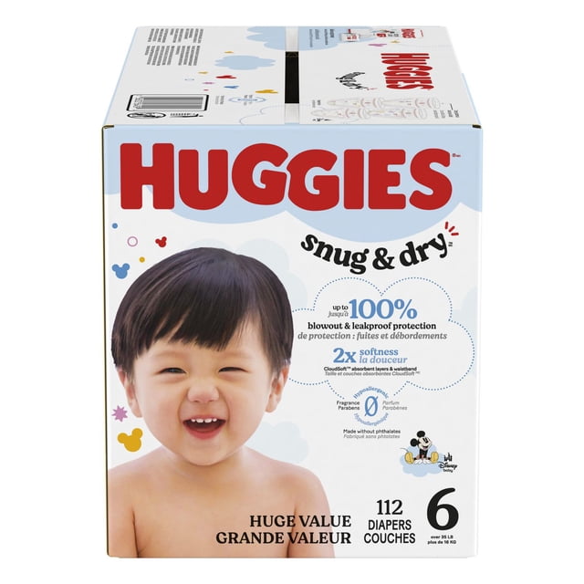 Huggies Snug & Dry Baby Diapers, Size 3 (16-26 lbs), 168 Count