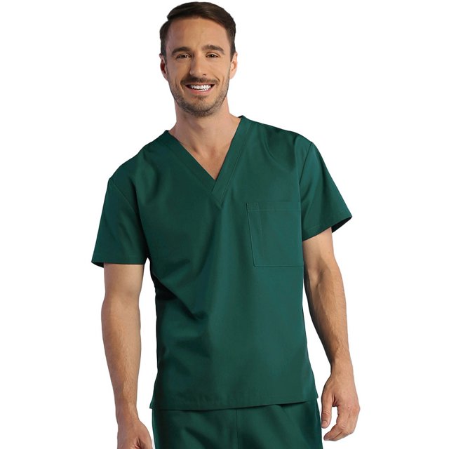 Red Panda Haut d'Uniforme Unisexe à Col en V Uni