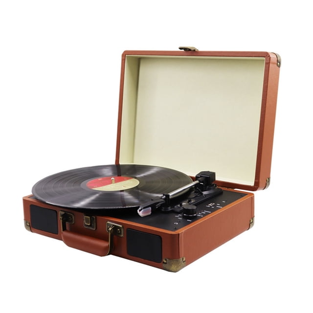 Vinyl Record Player Electric Phonograph Gramophone Speaker Leather Box Machine Vinyl Record Player ,Easy to Set Up