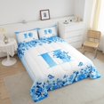 thumbnail image 4 of Erosebridal Ensembles de Literie Initiale Florale Double avec Couette, Insert de Couette Fleur Papillon, Déco de Chambre Ado, Réversible, 3 Pcs, 4 of 8