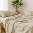 thumbnail image 1 of Q VITA Linen Tencel Sheet Set, Queen, 4-Piece Bedding for Adults – Oatmeal, Enzyme Washed, 14" Deep Pocket, OEKO-TEX Certified, Designed in Canada, 1 of 7