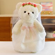 LEEYNEER1PCS Couple Wedding Teddy Bear Plush Toy  Engagement Gift  Wedding Decoration  17.7 Inches Black