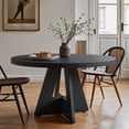 thumbnail image 1 of Fnova 47" Coffee Table, Round Dining Table for 4 People, Modern Farmhouse Wooden Kitchen Table, Living Room, Black (Chairs Not Included), 1 of 13