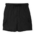 thumbnail image 1 of MIASHUI Boys Cargo Shorts Summer Drawstring Stretch Waist Sports Pants with Pocket,Black,9-10 Years, 1 of 1