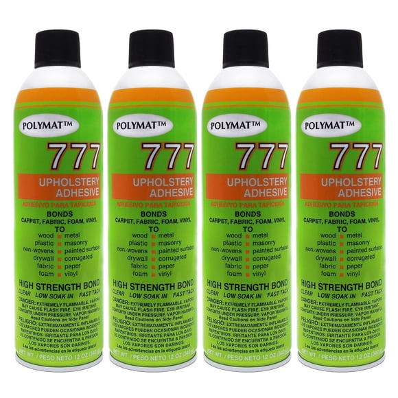 4 Cans of Polymat 777 Foam Speaker Box Carpet Car Auto Liner and Fabric Spray Glue Adhesive