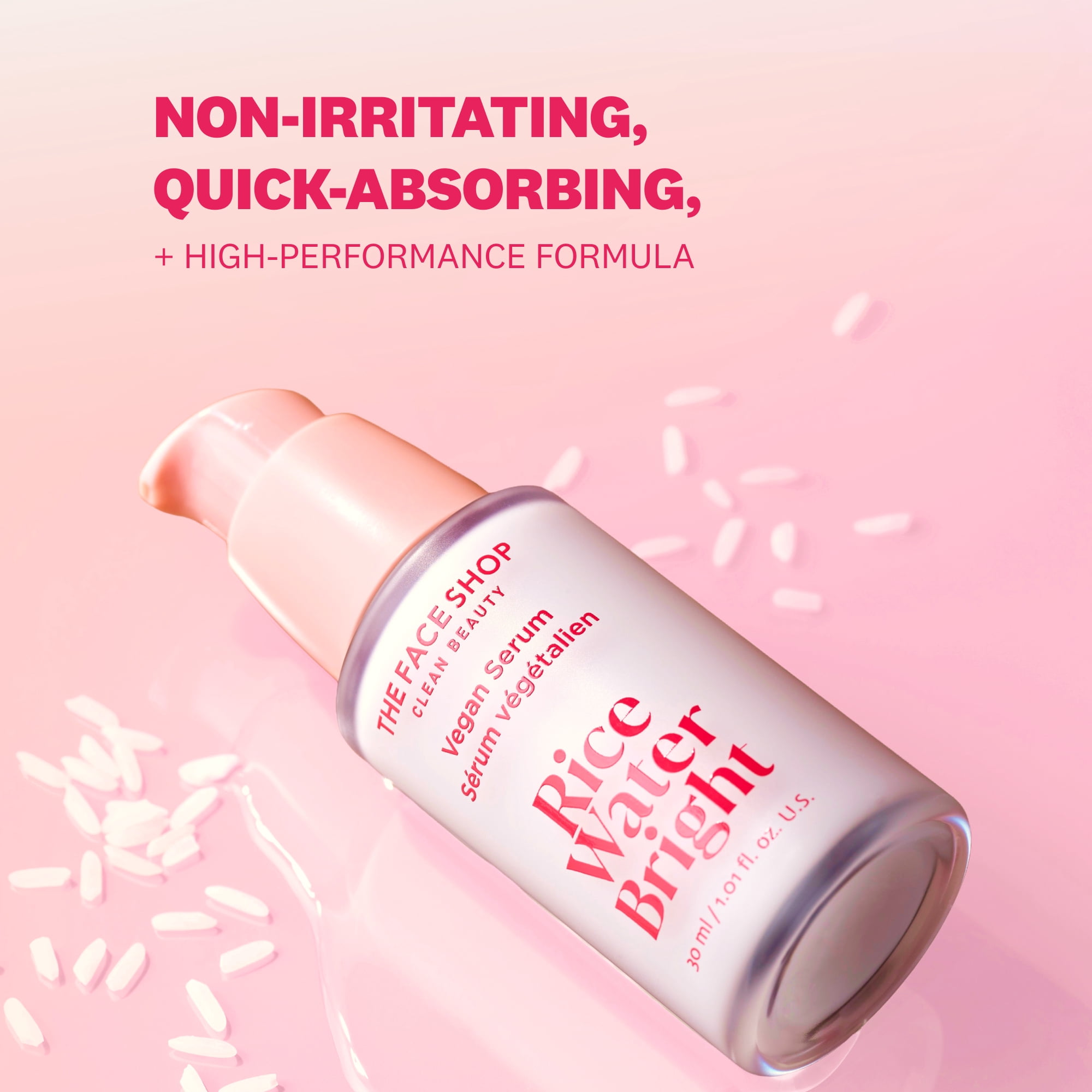 THE FACE SHOP Rice Water Bright Vegan Serum with Hydrating Hyaluronic Acid and Niacinamide, Korean Skin Care, 30 ml