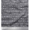 thumbnail image 1 of Soimoi Poly Georgette Fabric Leaves & Floral Block Print Fabric by Yard 52 Inch Wide, 1 of 3