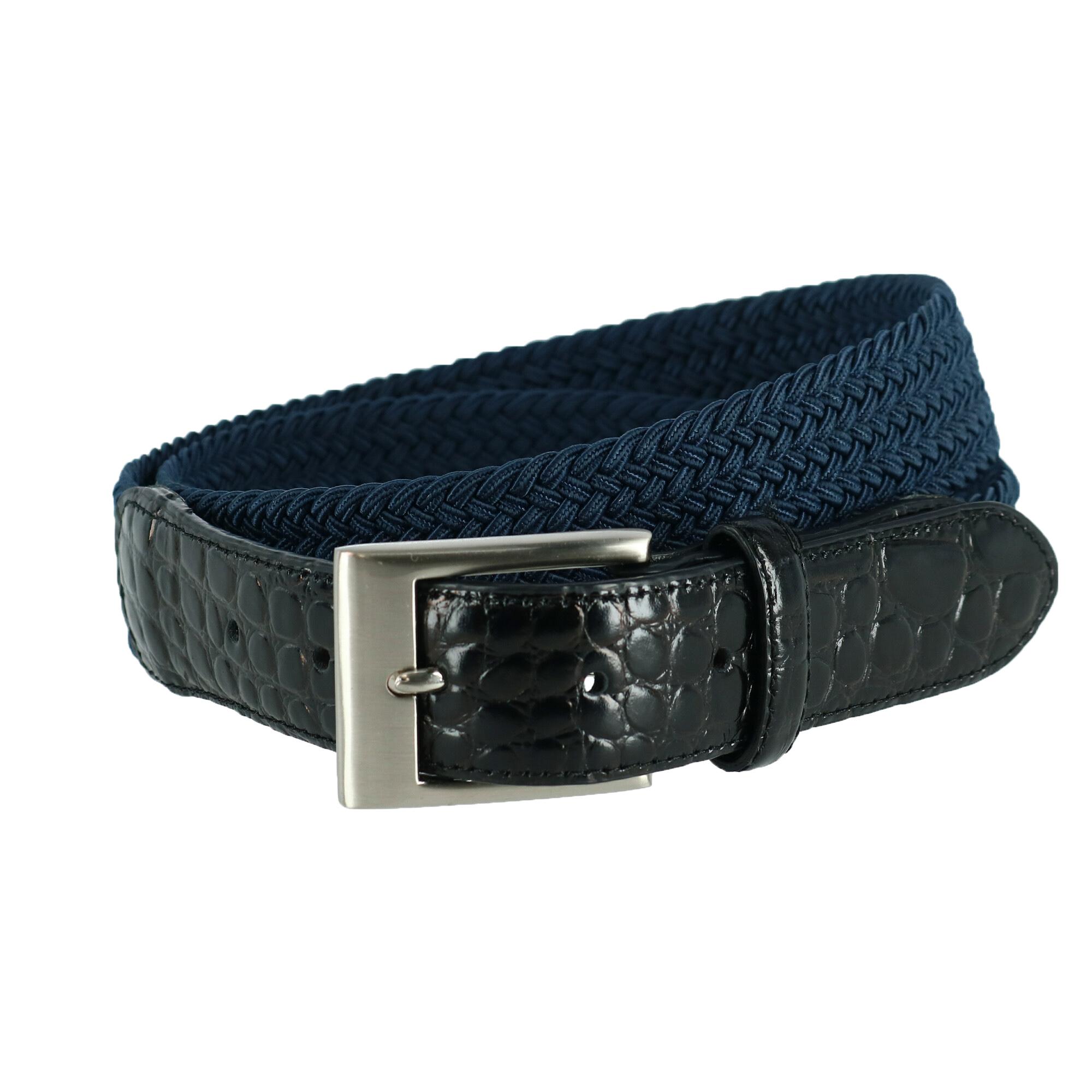 CTM® Ceinture Tressée Élastique Extensible avec Pattes d'Extrémité à Imprimé Croco (Hommes Grande Taille et Taille Forte)