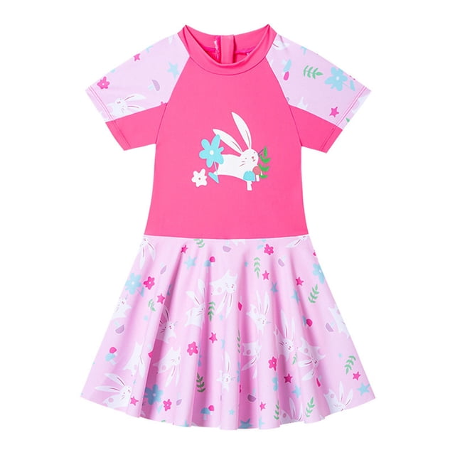 Kids Girls Rash Guard Bathing Suits Striped Ruffle Long Sleeve Sun Protection Bathing Suit Girls 8-9 Years Girls Clothing